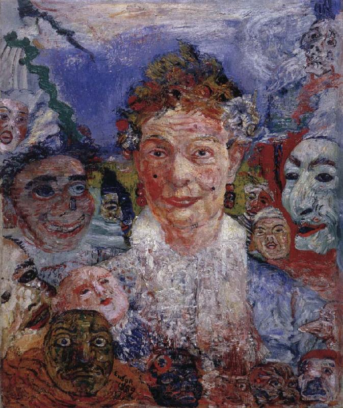 James Ensor Old Woman with Masks Spain oil painting art